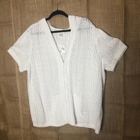 CJ Banks Sweaters - CJ Banks SZ 3x 24 26 White Cardigan Knit Plus Size